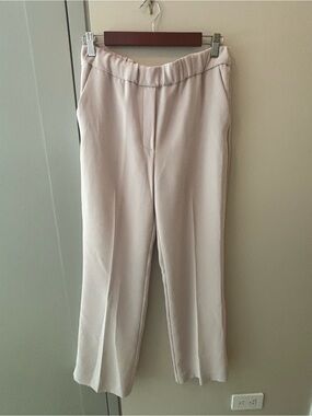 Mango Soft Cream Wide-Leg Pull-On Trousers